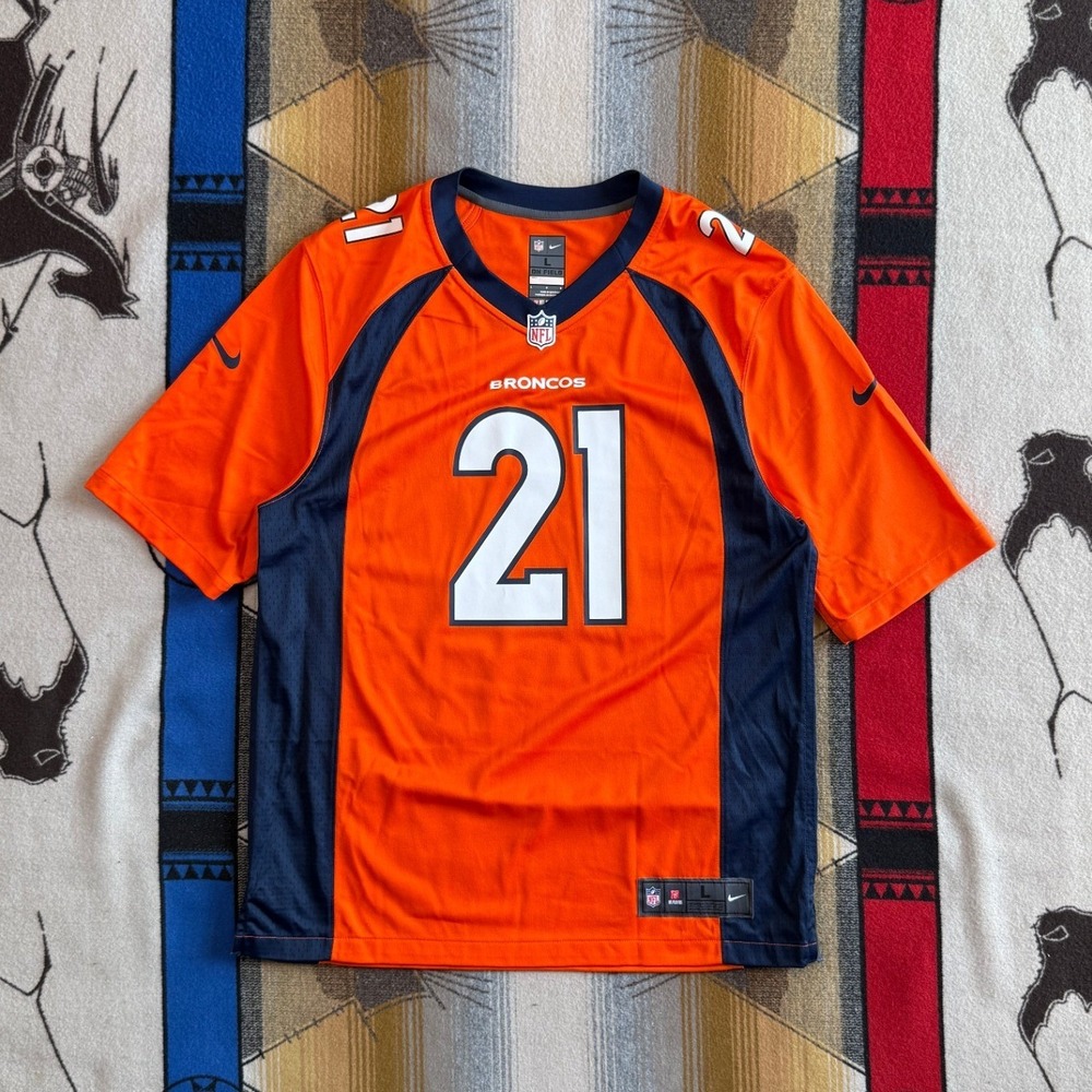 Nike NFL Denver Broncos Aqib Talib 21 Jersey Mens Large Orange Football